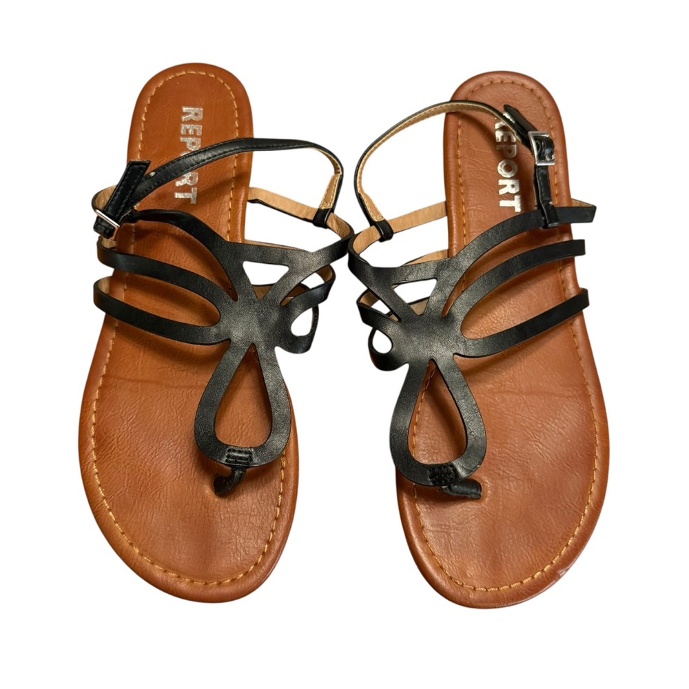 Report Women’s Black Strappy Women’s Sandals with Tan Footbed - Picture 2 of 6